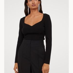 Never worn black, sweetheart neckline top